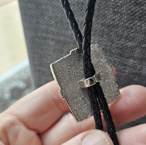 Bolo Silver And Gold Tones With Turquoise Stone #1935 - Picture 9 of 10